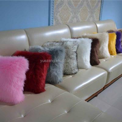 China Luxury Shaggy Throw Pillow Soft Fluffy Faux Fur Memory Pillow Wholesale Sheepskin Pillow For Home Decor for sale