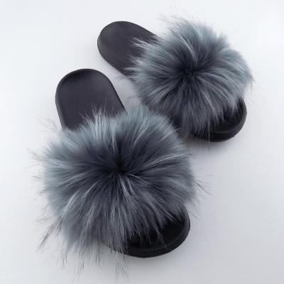 China Wholesale Anti-Slippery Faux Fur Slides For Women Fur Slippers Sandals for sale