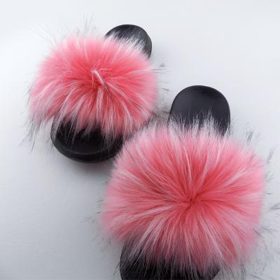 China Durable Faux Fur Slides Fur Kids Fluffy House Shoes Slide Sandals Slipper For Little Girls for sale