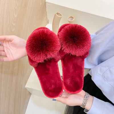 China CUSHIONING Fashion Fur Open Toe Fluffy House Slipper Luxury Slipper for sale