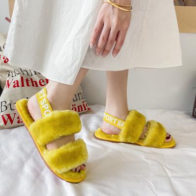 China CUSHIONING High Quality Winter Warm Slippers Furry Faux Fur Bedroom Slippers for sale