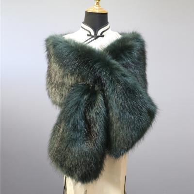 China Lightweight Fox Fur Stole Shawl Gray Fur Clothing Decoration Shawl for sale