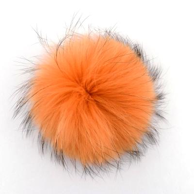 China Eco-Friendly Real Raccoon Fox Fur Pompom With Big Button Fur Ball For Beanies DIY Fur Accessories for sale