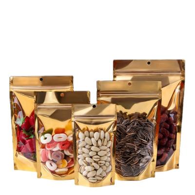 China Disposable Colored Plastic Zip Lock Aluminum Foil Bag With Slot Euro Gold Metallic Mylar Stand Up Pockets for sale