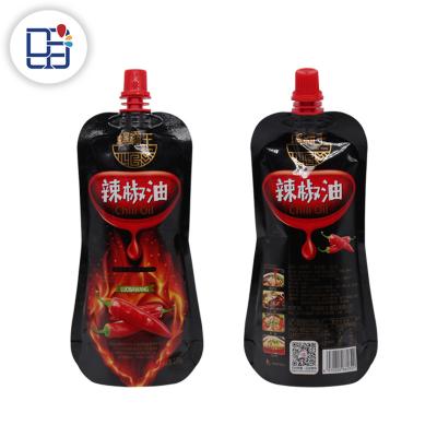 China Chinese Supplier Disposable Stand Up Packaging Bag With Spout Cooking Sauce Tomato Chilli Oil Spout Pouch for sale