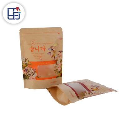 China Recyclable Disposable Custom Printed Dry Clear Food Packaging Window Stand Up Craft Recycled Paper Bag for sale