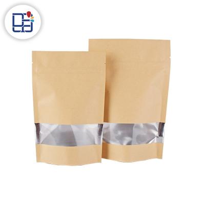 China Brown Kraft Paper Bag Disposable Zipper Lock Bag Stand Up Pouch Food Packaging Bag For Snack for sale