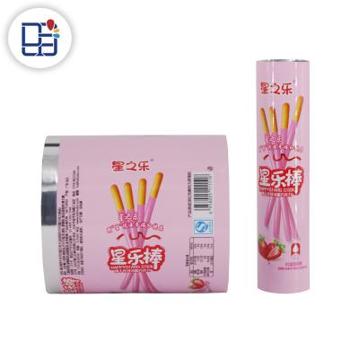 China Moisture Proof Dip Writing Printing Potato Chips Roll Tube Food Cover Film Starburst Mylar Plastic Roll Film for sale