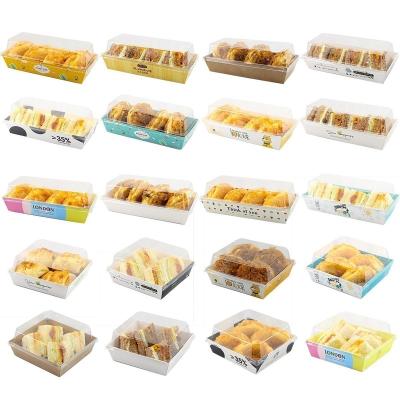 China Disposable Custom Sandwich Box For Cupcake Dessert Wrapping Paper Recycled Sushi Food Paper Box for sale