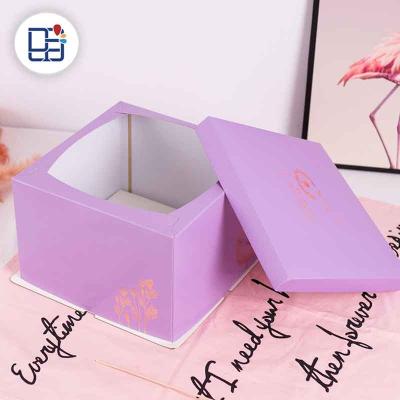 China Small Custom Printed Recyclable Purple Paper Cardboard Box Packaging For Cake for sale