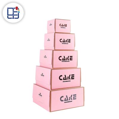 China Recyclable Custom Pink Birthday Party Paper Dessert Box , Wedding Cake Box for sale