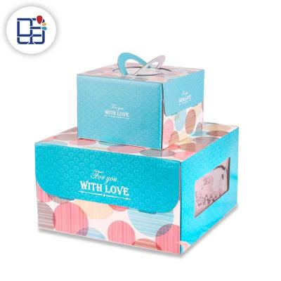 China Recyclable boxes with handles for dessert food, plastic paper boxes for cake, fancy cake boxes for sale