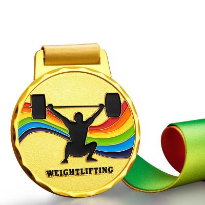 China China Manufacture Metal Gold Weightlifting Medal Global Sport Running Award Medal for sale