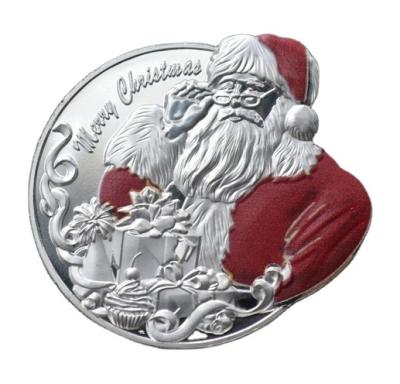 China America Merry Christmas Santa 3d Metal Stamped Silver Plated Commemorative Challenge Coin for sale