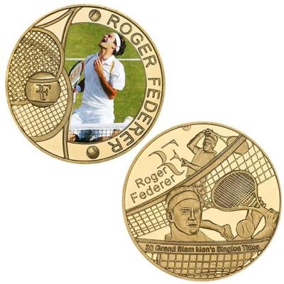 China Custom America Metal Factory Tennis Player Gold Plated Commemorative Collectible Sports Challenge Coin for sale