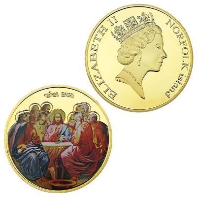 China America Elizabeth II Souvenir Gold Plated Commemorative Coin Jesus Coin Collectable Gift for sale