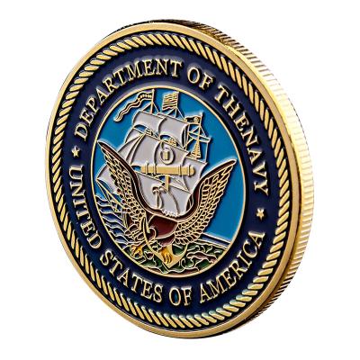 China Custom Factory USA Military Department of America of the Navy Big Seal CIA Gold Coin Challenge Coin for sale