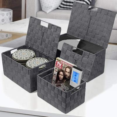 China Amazon Sustainable Hot Sale Custom Sizes Personalized Organizer Toy Storage Box Ribbon Basket for sale