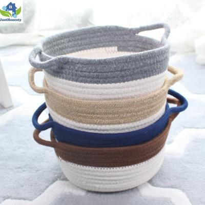 China Eco-Friendly Toy Basket Child Cotton Rope Storage Basket Durable Baby Laundry Basket Large for sale