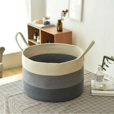 China Eco-friendly Baby Clothing Storage Basket Cotton Rope Basket Kid Baby Diaper for sale