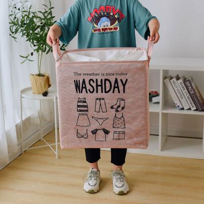 China Fabric Laundry Hamper Customized Large Capacity Laundry Fabric Canvas Storage Hamper With Cotton Handles For Home for sale