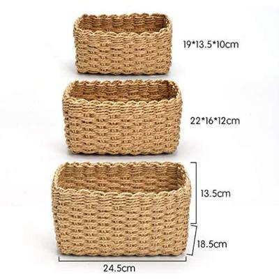 China Best Quality Fashion OEM Laundry Rope Basket Factory Fiber Woven Material Eco-Friendly Storage Box For Kid's Room for sale