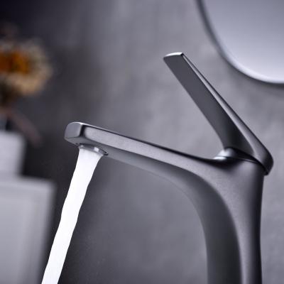 China Single Handle Basin Faucet Bathroom Sink Faucets Black Thermostatic Matte Single Hole Cold Faucet Trims for sale