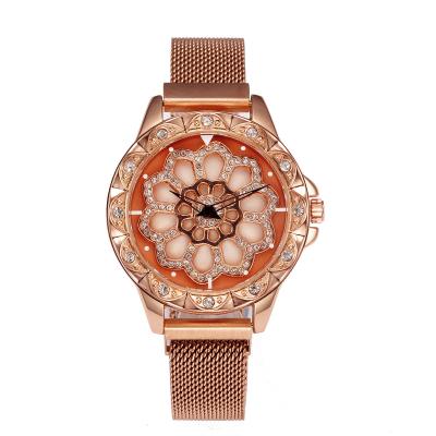 China WJ-8052 Time Running Watches 360 Degree Rotating Dial Stainless Steel Magnetic Wrist Watches for Women for sale