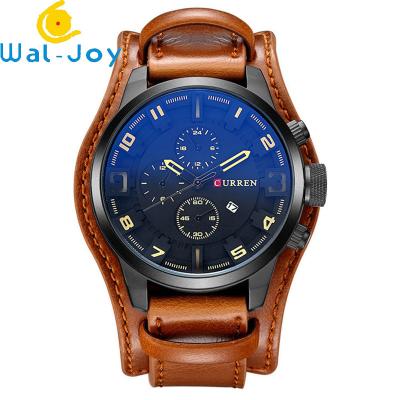 China Wj-5911 CURREN 8225 High-end van de de Wijzerplaatkalender van Toevallige Mensen van het het Horloge Waterdicht Blauw licht Kwarts het Leerpolshorloge Te koop