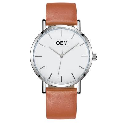 China WJ-6494 Custom Own Brand Luxury Fashion Genuine Leather Watch Men Simple Classical Wristwatch for sale