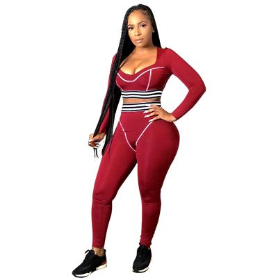 China Breathable Hot Sale Plus Size 2 Piece Women Yoga Clothing Long Sleeve Sportswear Running for sale