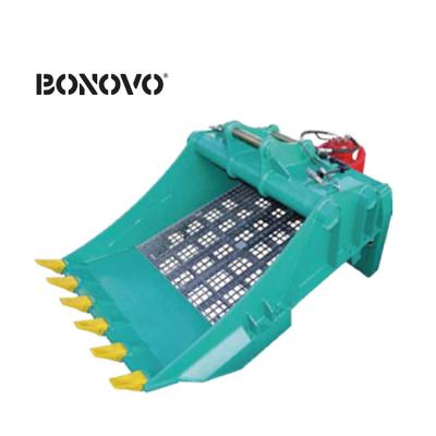 China Farms Bonovo Excavator Horizontal Calm Screening Bucket /Hydaulic Strainer Bucket for sale