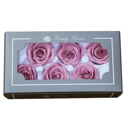 China Real Romantic Preserved Immortal Flower Rose Preserved Flowers Head Roses 5-6cm Rose Box Preserved Flower Material Gift for sale