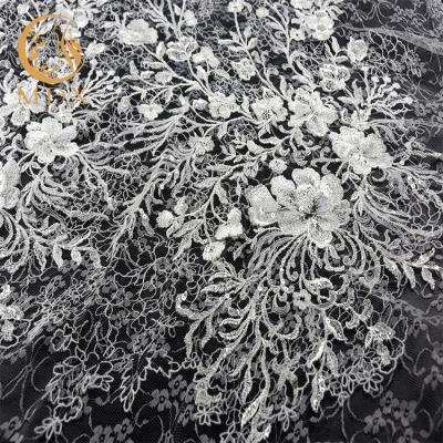 China 2018 Viable Fashion Evening Hot Sale In-stock Wedding Dress Lace Sequins Embroidery Design Fabric Chinese Dress Lace for sale