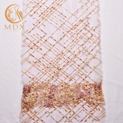 China Sustainable Most Popular Flowers 3d Sequins Lace Fabric Embroidered Water Soluble Textile for sale