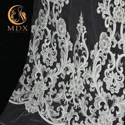 China Viable High Quality Embroidered French Sequins Lace Fabric For Woman Dress for sale