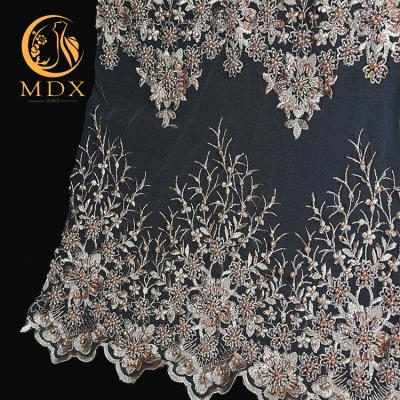 China Viable Hot Selling Multicolor Hand-Embroidered Beaded 3d Lace Wedding Dress Lace Fabric for sale