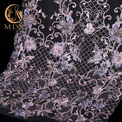 China New Sustainable High Quality Pink Hand Embroidery Designs Lace Up Fabric To Wedding for sale