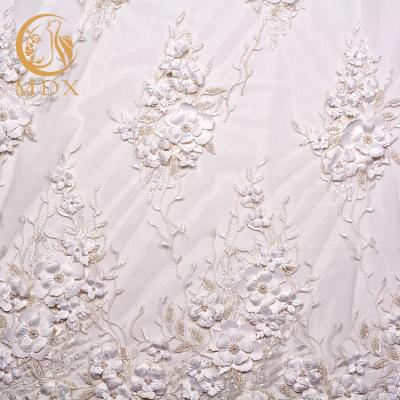 China Handmade white knitted hand work embroidery patterns designs lace up fabric for sale for sale