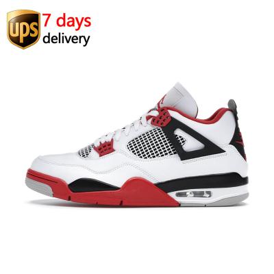 China New EVA Fire Red Men's Basketball Black Cat Sneakers Large Size Infrared Air Nike Air Jordans DC7770-160 Retro 4 Retro Shoes for sale