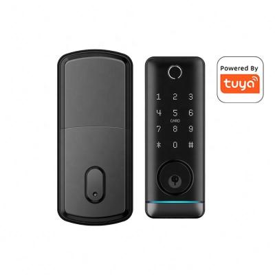 China Bluetooth+WiFi+Fingerprint+Password+Card+Mechanical Locks WiFi App Home Fingerprint Scanner Passcode RFID Door Handle Tuya Smart Biometric Door Lock for sale