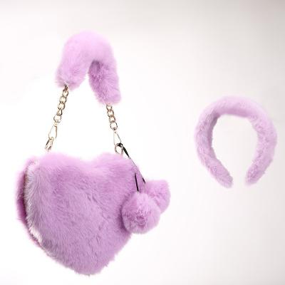 China Other Heart Purse Sets Small 2022 Furry Mini Designer Ladies Purses And Handbags Women Kid Girls Small Furry Heart Shaped Bags for sale