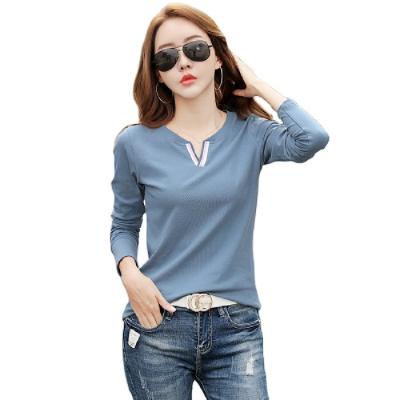 China 2021 Women Korean Edition Anti-Wrinkle Cotton V-Neck Long Sleeve Slim Knitting for sale