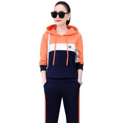 China Anti-pilling Spring and Autumn Women's hooded Korean version of fashion loose two-piece hoodie sportswear leisure suit for sale