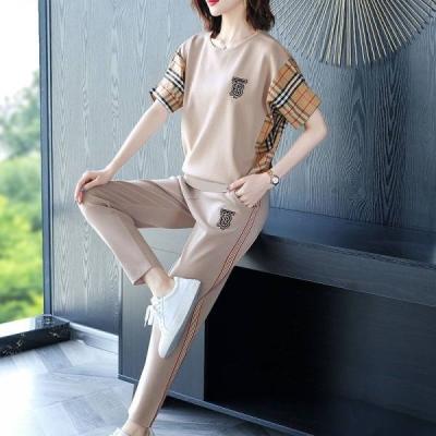 China Anti-pilling women's leisure sports suit 2020 summer summer air age reduction fashion temperament loose two-piece suit large size short-sleeved for sale