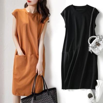 China Summer Korean version of new fashion color T-shirt dress sheer thin loose anti-static dress middle length dress for sale