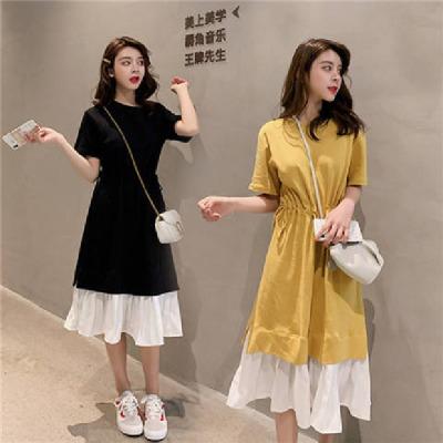 China 2021 Anti-Wrinkle Women's Korea Edition Waist Loose Thin Fashion Short Sleeve Dress for sale