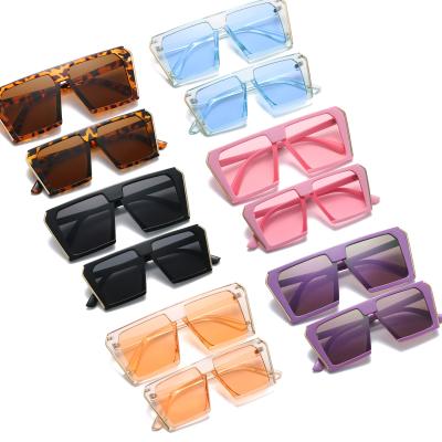 China Custom Mom and Me Quality Trendy Sunglasses 2021 Fashion Big Square Oversized Shades Family Sunglasses for sale