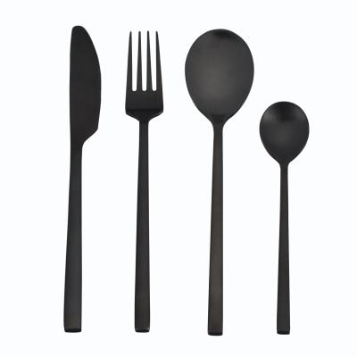 China Factory Wholesale High Quality Viable 4 Pieces 18/0 Flatware Matte Black Flatware Sets Stainless Steel Flatware Set For Events Wedding for sale