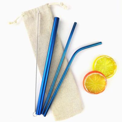 China Customized Sustainable Stainless Steel Metal Drinking Straw Set With Silicone Tips for sale